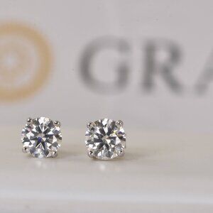 Certified 2ctw Brilliant Cut Moissanite Stud Earrings NEW